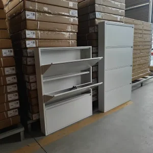 Modern Design Steel 4 Drawer Shoe Cabinet with Wall Mount Save Space Living Room Furniture for Apartment