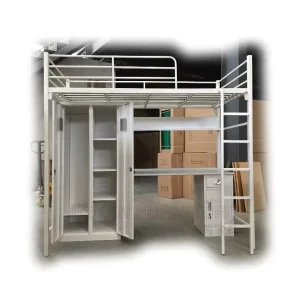 Modern Design Steel Bunk Beds with Clothes Locker for School Dormitory Bedroom Hotel or Apartment Made of Wood and Metal
