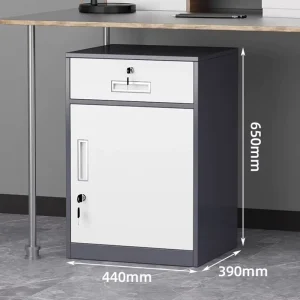 Modern Design Steel File Storage Cabinet One Drawer One Door Key Lock for Home Office Bedroom Workshop Gym Hotel