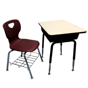 Modern Design Student Desk and Chair Set Middle Plywood Furniture for School with Metal Material