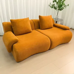 Modern Design Vacuum Compression Stylish Two Seat Sectional Sofa Full Foam Fabric Modular Sofa for Hotel Living Rooms