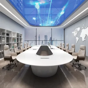 Modern Design Wood Commercial Conference Table Long U Shape Extendable Convertible Luxury Desk
