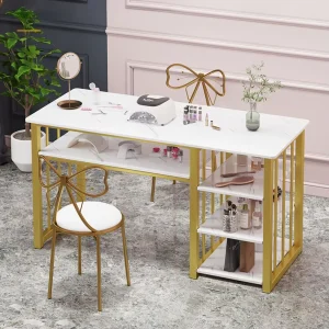Modern Design Wood Top Nail Salon Furniture Collection Artistic Nail Tables and Beauty Workstations for Manicure