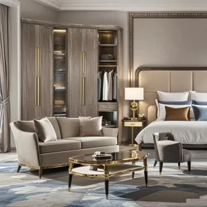 Modern Design Wooden Hotel Bedroom Furniture Set with Panel Design Customizable Sizes & Colors for Apartment & Hotel Use