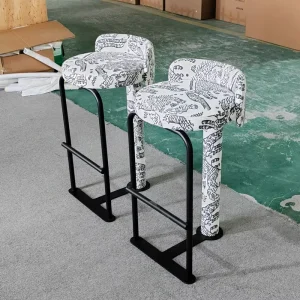 Modern Design bar Chairs Metal Fabric High Legged bar Stools for Hotel Reception Restaurant Kitchens