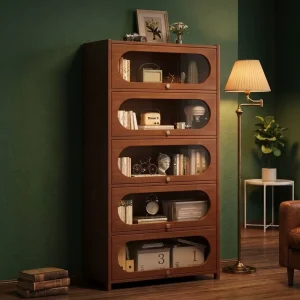 Modern Designed Wood Office Filing Cabinets Bookcases and Data Storage Cabinets With Steel Panel Style