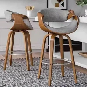 Modern Designer Bar Stool Solid Wood Rattan Home Bar & Living Room Leisure Dining Chair Adjustable Commercial Use