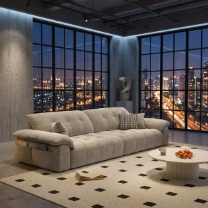 Modern Designer Biscuit Sofa Chenille Fabric Upholstered Sectional Sofa Luxury Cloud Sofa for Hotel Project