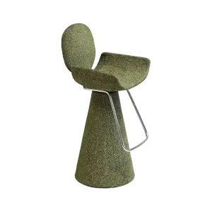 Modern Designer Fabric Swivel Bar Stool High Counter Chair with Stainless Steel Footrest for Kitchen Island Bar Furniture