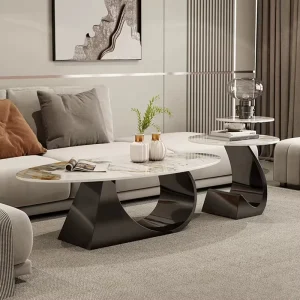 Modern Designer Stone Coffee Table Set Gold Modern Coffee Table Living Room Center Table Set