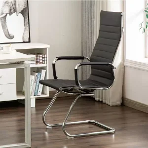 Modern Designer Style Mesh Upholstered Padded Seat Back with Chrome Metal Base Executive Ergonomic Office Chair
