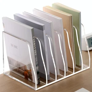 Modern Desktop HD Transparent Acrylic File Frame Storage Display Stand for Books Magazines & Office Use