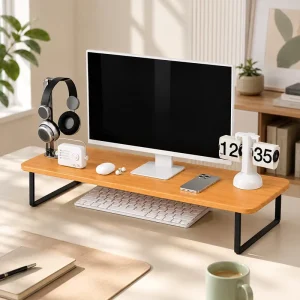 Modern Desktop Shelf Organizer Monitor Stand for Workstation and Gaming Room