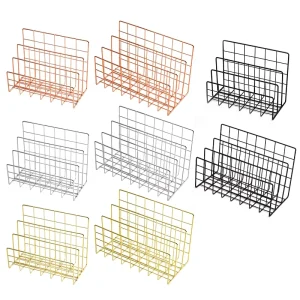 Modern Desktop Three-Grid Metal Iron Art Desktop Bookshelf Multifunctional Magazine File Storage Rack