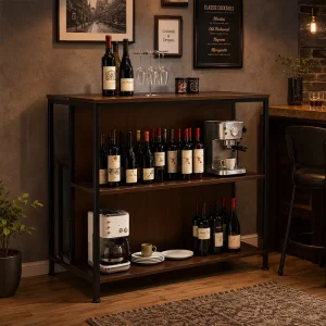 Modern Dining Bar Table Set with Metal Frame Storage Rack for Home Apartment Furniture