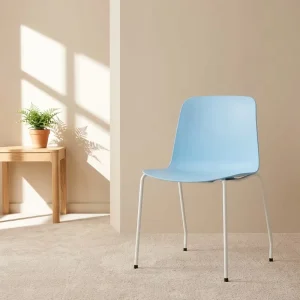 Modern Dining Chair with Steel Base and Plastic Frame for School Home Commercial Use