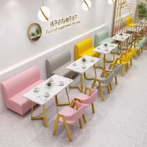 Modern Dining Seating Booth Sets Restaurant Furniture Customized PU Leather Sofa Booth Chair Table Park Use