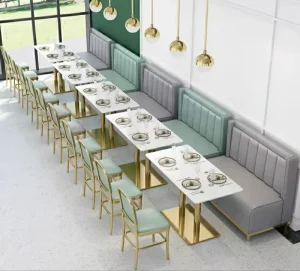 Modern Dining Seating Booth Sets Restaurant Furniture Customized PU Leather Sofa Booth Fast Food Chair Table