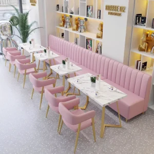 Modern Dining Seating Booth Sets for Restaurant Wood Frame PU Leather Fabric Soft Seating Furniture Sofa Living Room Park