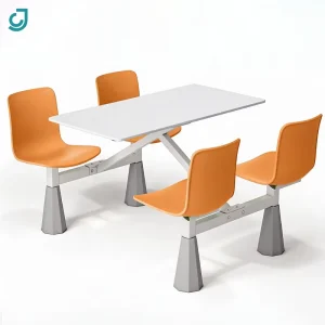 Modern Dining Table Set with Chairs Metal Frame Restaurant Furniture Cafeteria Table for Public Area