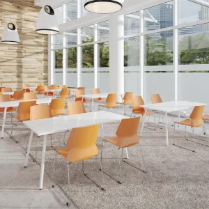 Modern Dining Table Set with Stainless Steel Legs for School Company Staff Dining Room Tables and Chairs Restaurant Furniture