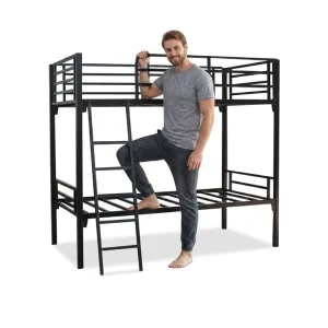 Modern Dormitory Bunk Bed Frame Steel Metal Full Size Adjustable Loft Bed for Bedroom Living Room Hotel Villa