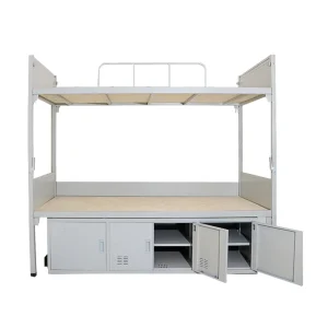 Modern Dormitory Bunk Bed Iron Frame Double Bed with Stairs for School Apartment Bedroom
