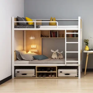 Modern Dormitory Double Bunk Bed for Adults Durable Metal Construction for Hotel Apartment Bedroom Use