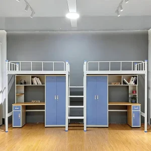 Modern Double Bed School Adult Iron Metal Steel Dormitory Bunk Bed Loft Bed for Bedroom Apartment