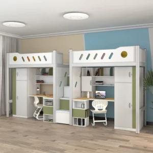 Modern Double Bed School Adult Iron Metal Steel Dormitory Bunk Bed Loft Bed for Bedroom Apartment or Hotel Made of Wood