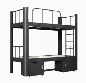 Modern Double Bed Steel Frame Foldable Metal Bunk Bed with Shoe and Staircase for Student Dormitory Hotel and School