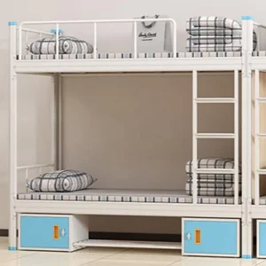 Modern Double Deck Metal Bunk Beds for School Dormitory Hospital Hotel or Apartment Versatile Wardrobe Furniture