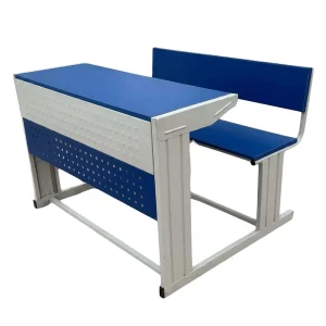 Modern Double Seat Wood & Metal Student Desk and Chair Set for School Use
