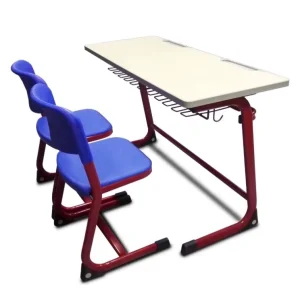 Modern Double Seater Metal Student Table and Chair Set for Classroom & Home Office for School & Living Room Use