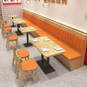 Modern Double Side Pu Leather Booth Seating Set for Restaurant Hotel Bar Upholstered Fast Food Bench Table Chairs