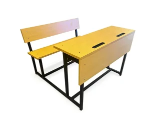 Modern Double Student Desk and Chair Set with Steel Frame for Classroom and Hospital Use