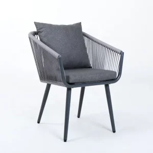 Modern Durable Aluminum Frame Rope Comfortable Restaurant Dining Chairs for Hotel Villa Outdoor Garden Use Metal