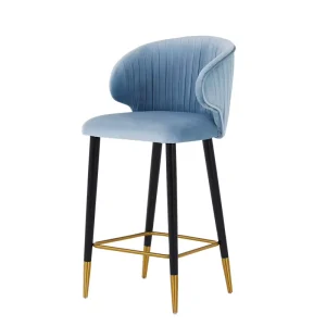 Modern Durable Bar Stool with Metal Frame and Fabric Seat for Home Office Commercial Use