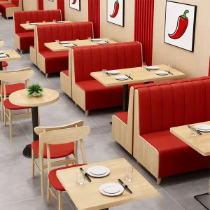 Modern Durable Commercial Restaurant Banquette Seating Furniture Custom Booth Sofa PU Leather Table Chair Set for Burger Shop