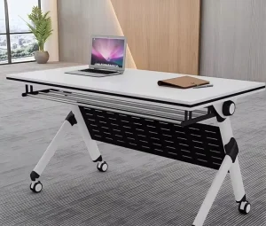 Modern Durable Double Desk Foldable Wood Eco-Friendly Conference Table Chair Combination for Office Training Conference Rooms