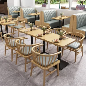 Modern Durable Easy Clean Restaurant Booth Seating Upholstered Banquette Table and Chair Set for Cafe Coffee Shop Hotel