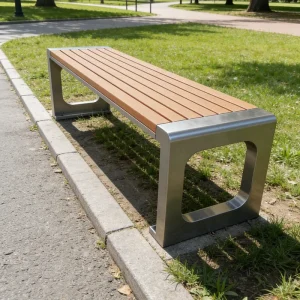 Modern Durable Eco Friendly Outdoor Metal Backless Bench Seat with Customized Color Size for Park Garden Patio Antiseptic Wood