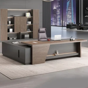 Modern Durable Eco-Friendly Wood Executive Office Desk with Utility Drawers for CEO Use
