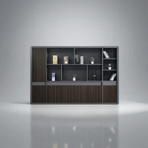 Modern Durable Eco Friendly Wooden Office File Cabinet with Open Shelves and Closed Storage for Dining and Bathroom Use