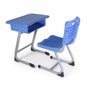Modern Durable Fixed Single Steel+Plastic Custom Color Student Desk Chair Set for School Commercial Use OEM ODM