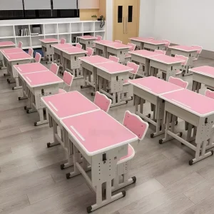 Modern Durable Height Adjustable Desk and Chair Set for Kids School Use Eco Friendly Metal Frame