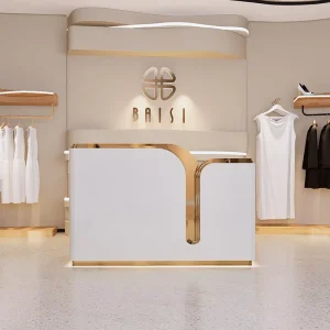 Modern Durable Hotel Beauty Salon Clothing Store Front Reception Desk LED Light Commercial Furniture