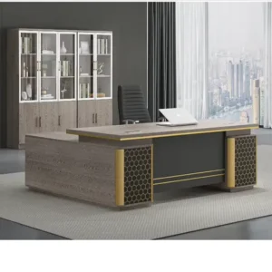 Modern Durable L Shaped Computer Desk with 3 Drawer Wooden Construction for Home Office Commercial Use Wall Mount Installation