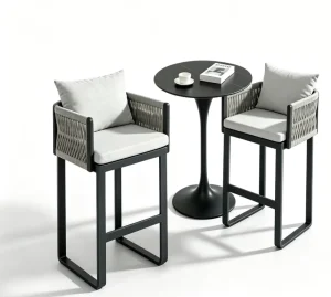 Modern Durable Lightweight Aluminum Portable Outdoor Table Bar Chair Waterproof Rust UV Protection for Courtyard Hotel Villas