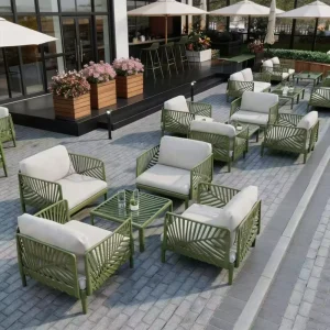Modern Durable Metal Coffee Shop & Hotel Outdoor Table Chair Combination Commercial Sofa Dining Leisure Chair for Living Room